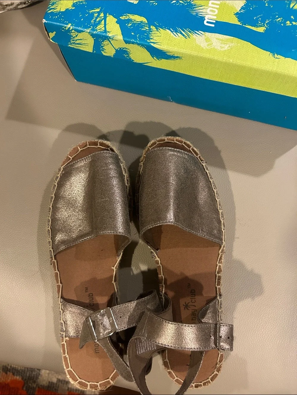 Metallic Espadrille Slide Sandals - Women's Silver